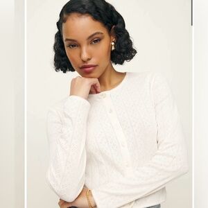 Reformation Ari Pointelle Knit Cardigan